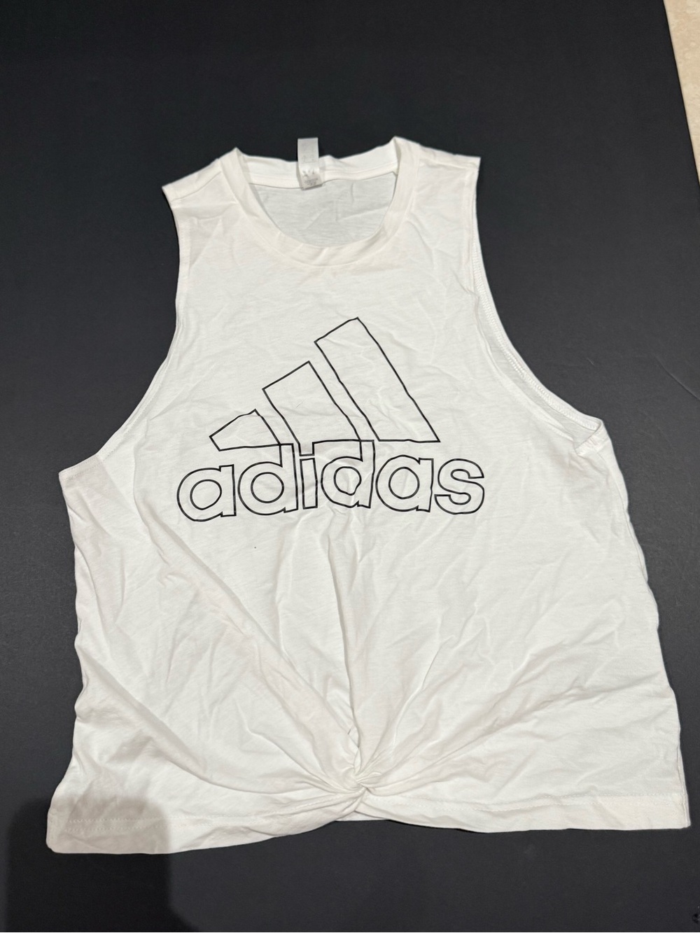 adidas White Graphic Logo Tank Top